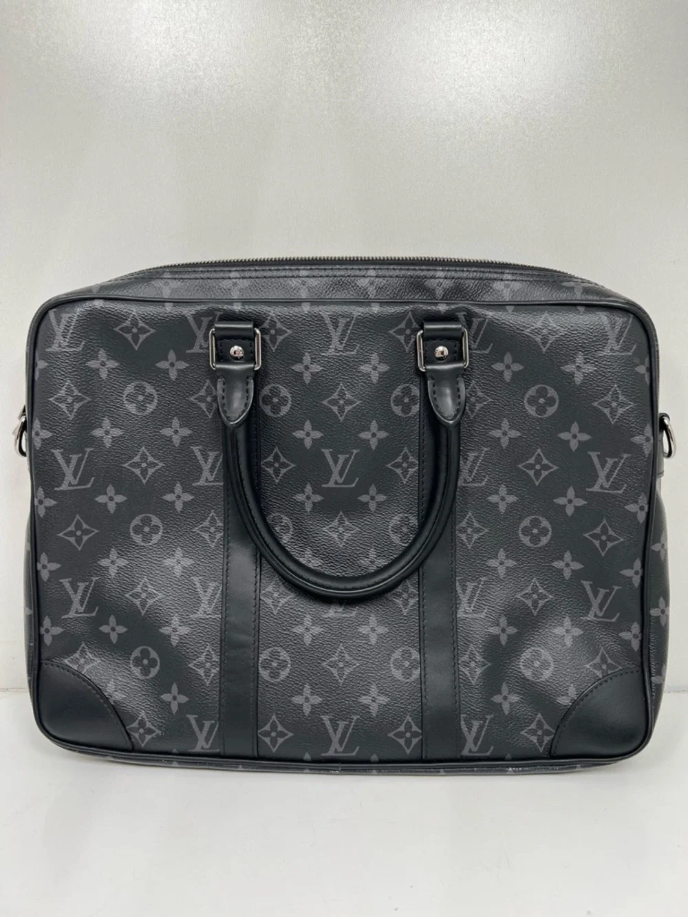 Louis Vuitton Eclipse Monogram Porte Documents Voyage PM Briefcase Bag w/ Strap